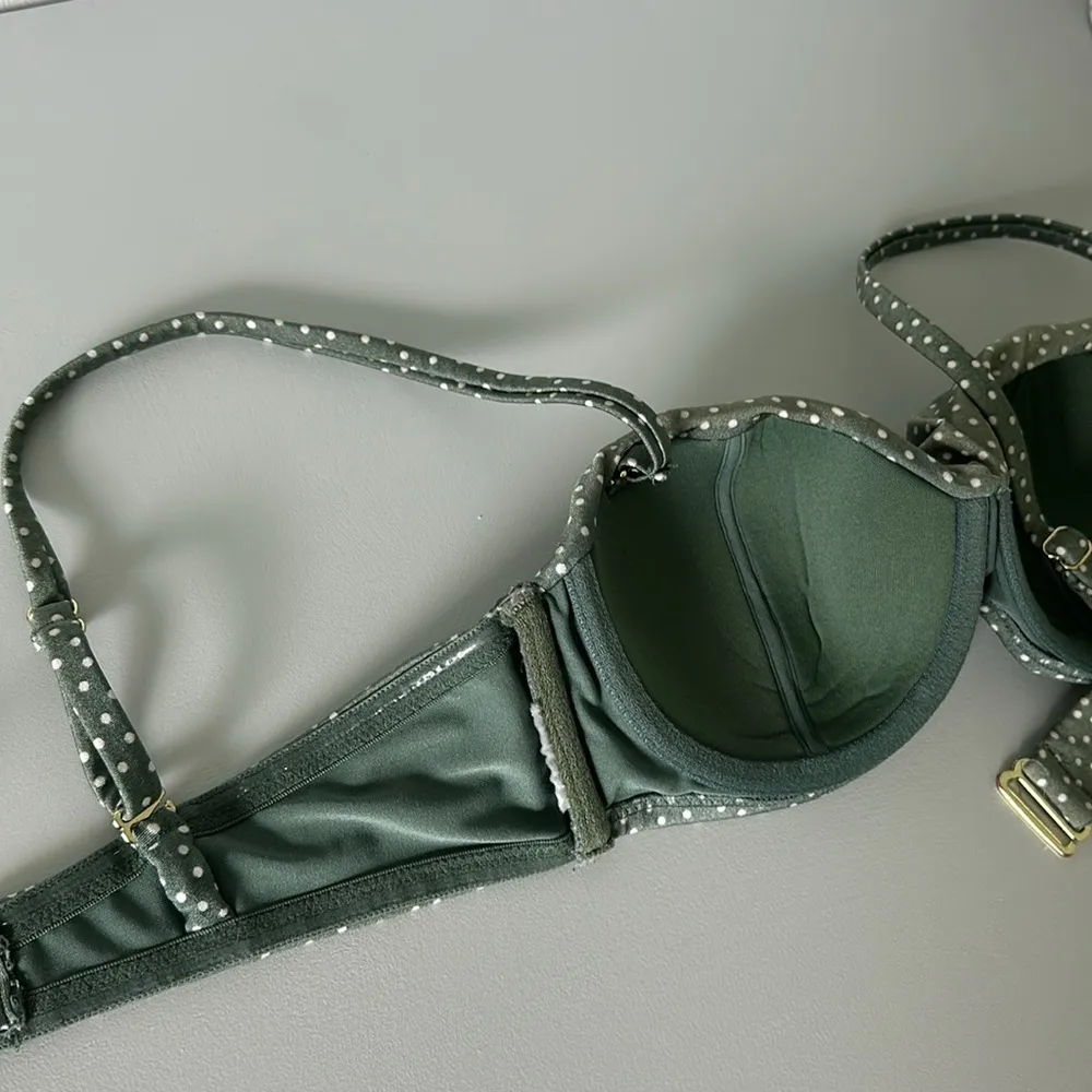 H&M Bikini Green White Polka Dot Swimwear Padded Bathing Suit / Size Small - Image 7