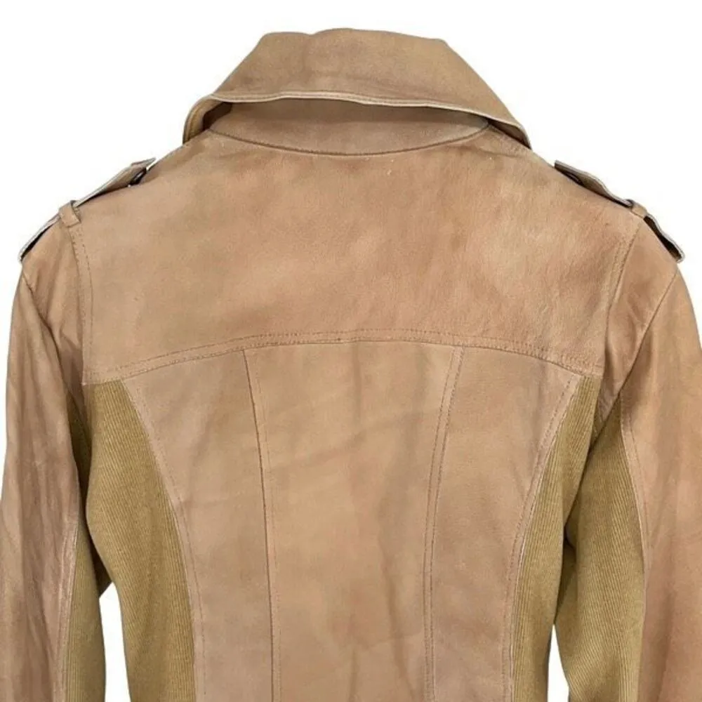 Jakett JKT NYC Womens Piper Patina Leather Jacket, Au Lait Full Zip Motorcycle B Tan Size M - Image 6