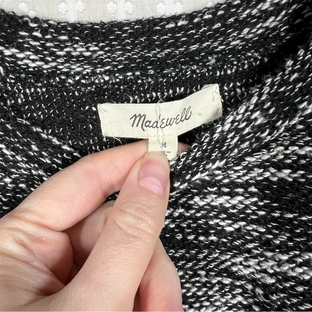 Madewell Black Marbled Button Shoulder‎ Wide Sleeve Sweater - Image 3