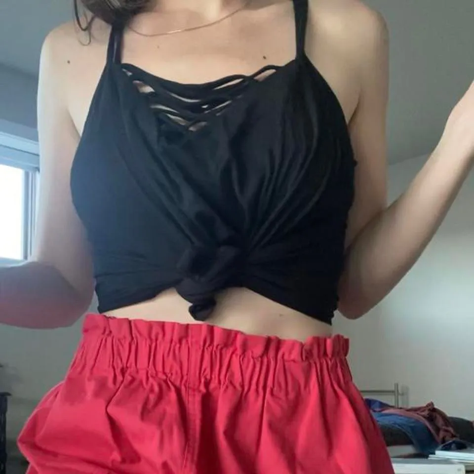 Vintage y2k black cami top with cross cross chest 🔥 - Image 3