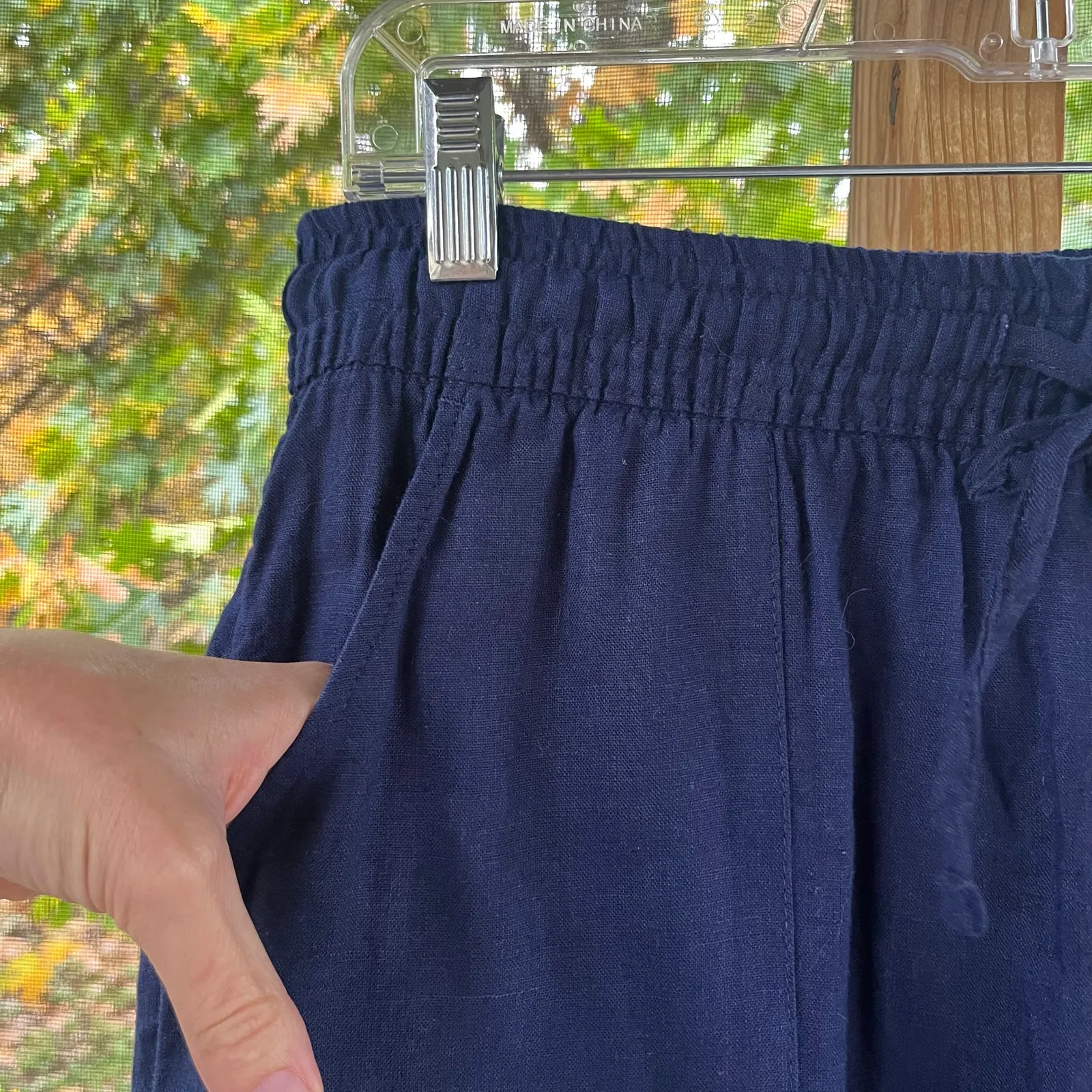 Sigrid Olsen Women's 100% Linen Dark Blue Pull On Pants Size M - Image 4