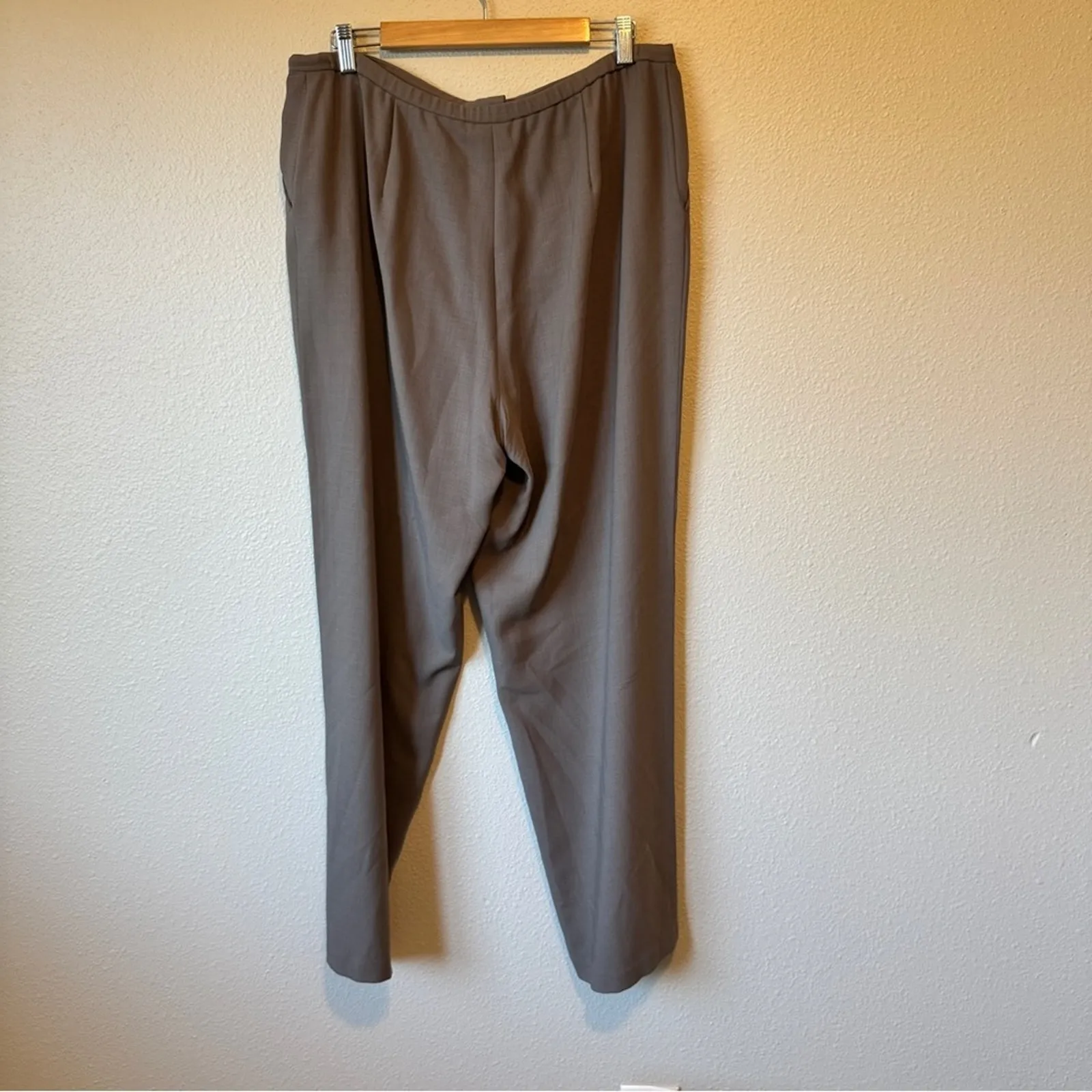 Eileen Fisher Brown Wool Straight Leg Trouser Dress Pants Womens L Lagenlook - Image 9