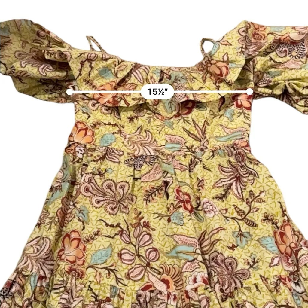 Ulla Johnson Lila Off The‎ Shoulder Yellow Multicolor Floral Mini Dress Sz 10 - Image 11