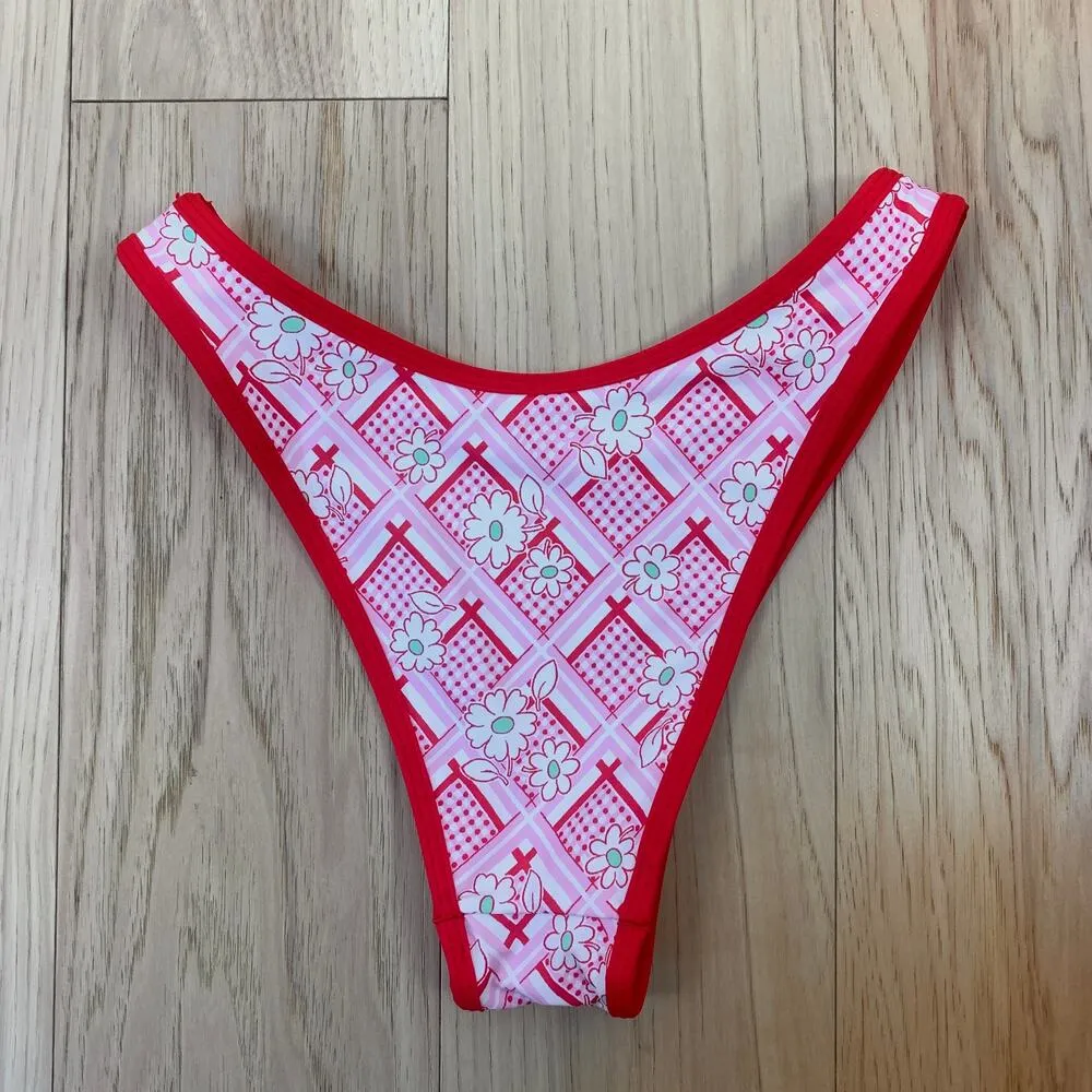 Frankies Bikinis Dove Classic Floral Bikini Swimsuit Bottom Red Rover Size XS - Image 6