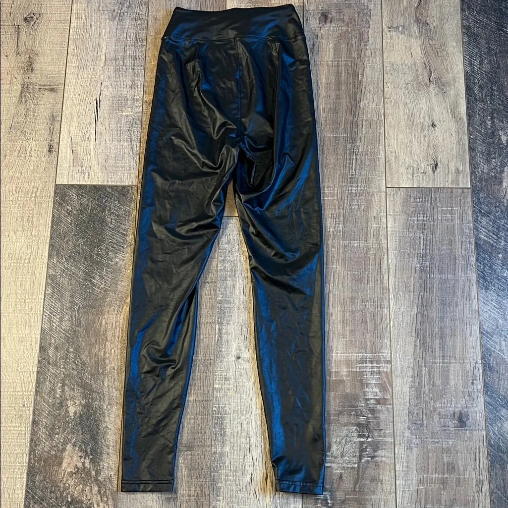 Aerie Offline High Rise Faux Leather Black Leggings - Size Small - Image 5
