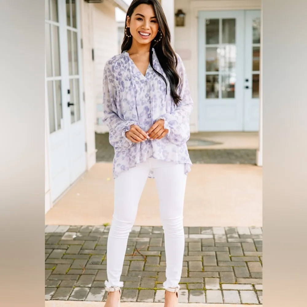 NWOT Entro purple floral blouse - Image 2