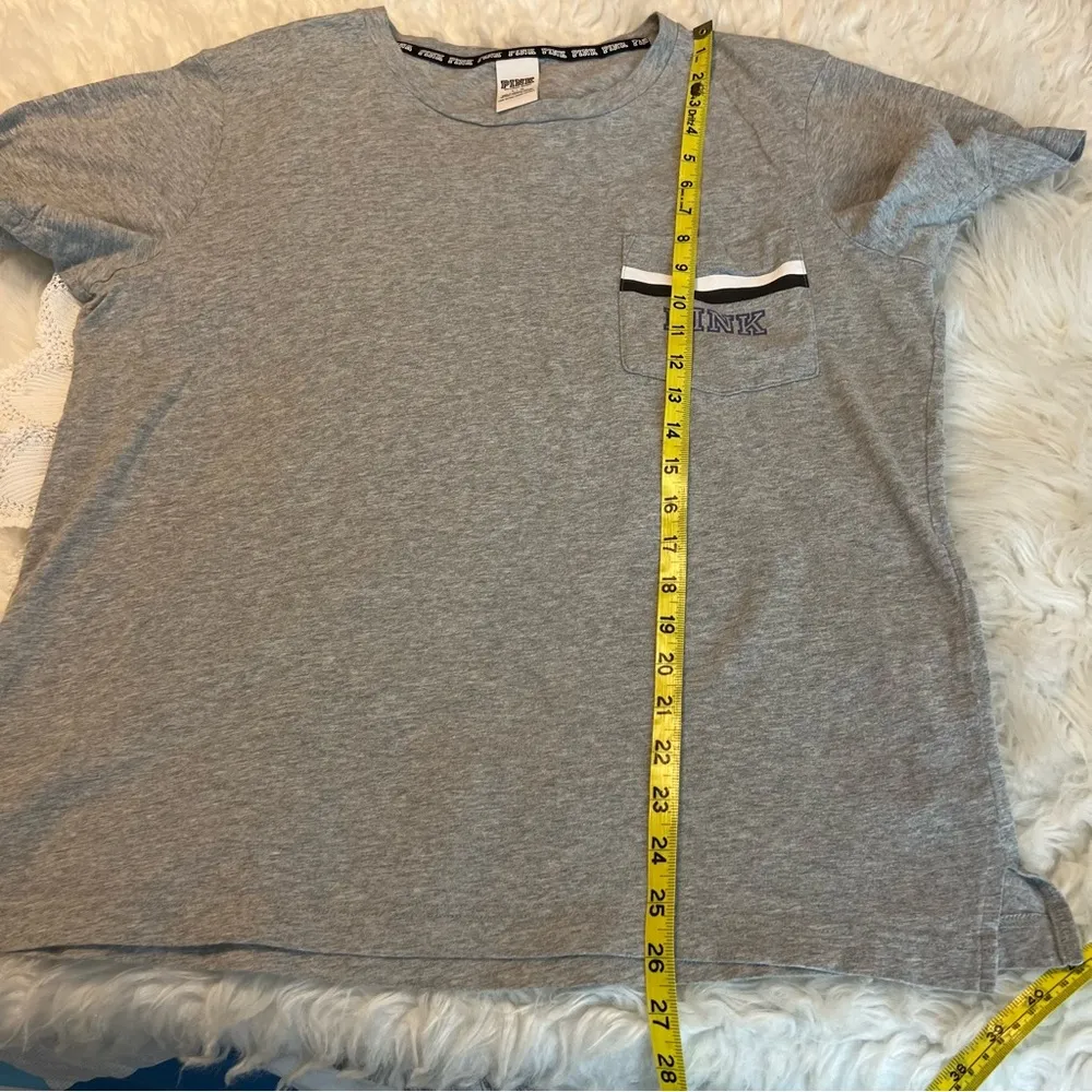 Victoria’s Secret PINK One Pocket Cotton T Shirt Gray Size Large Oversized Comfy - Image 8