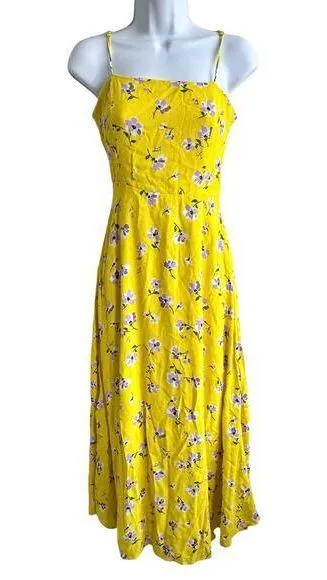 Zara Midi dress Lemon Yellow Floral Print sundress Blogger‎ Favorite Small - Image 2
