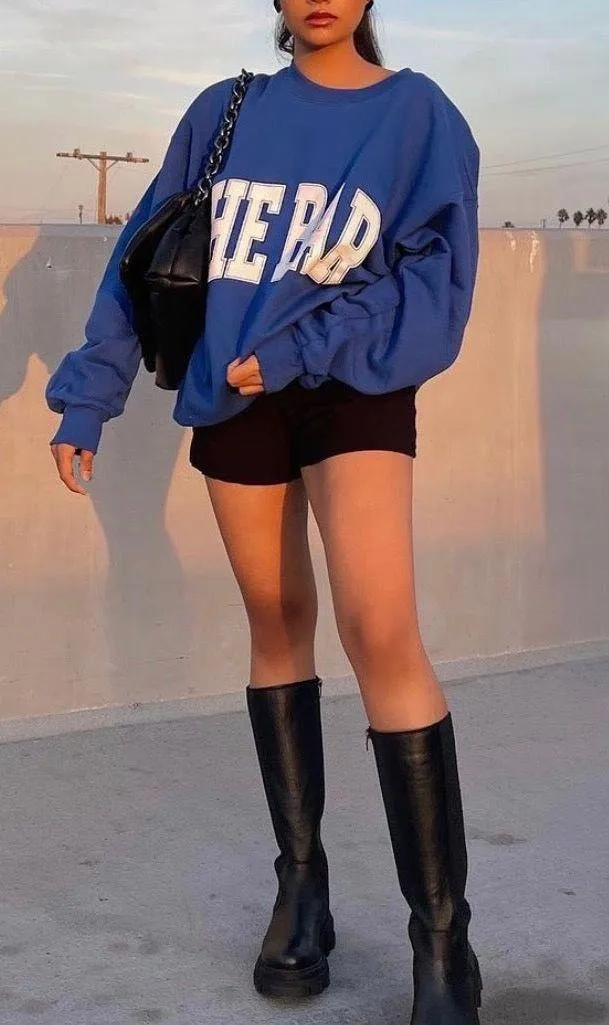 The Bar Varsity Sweatshirt Crewneck In cobalt Blue Size XL - Image 9