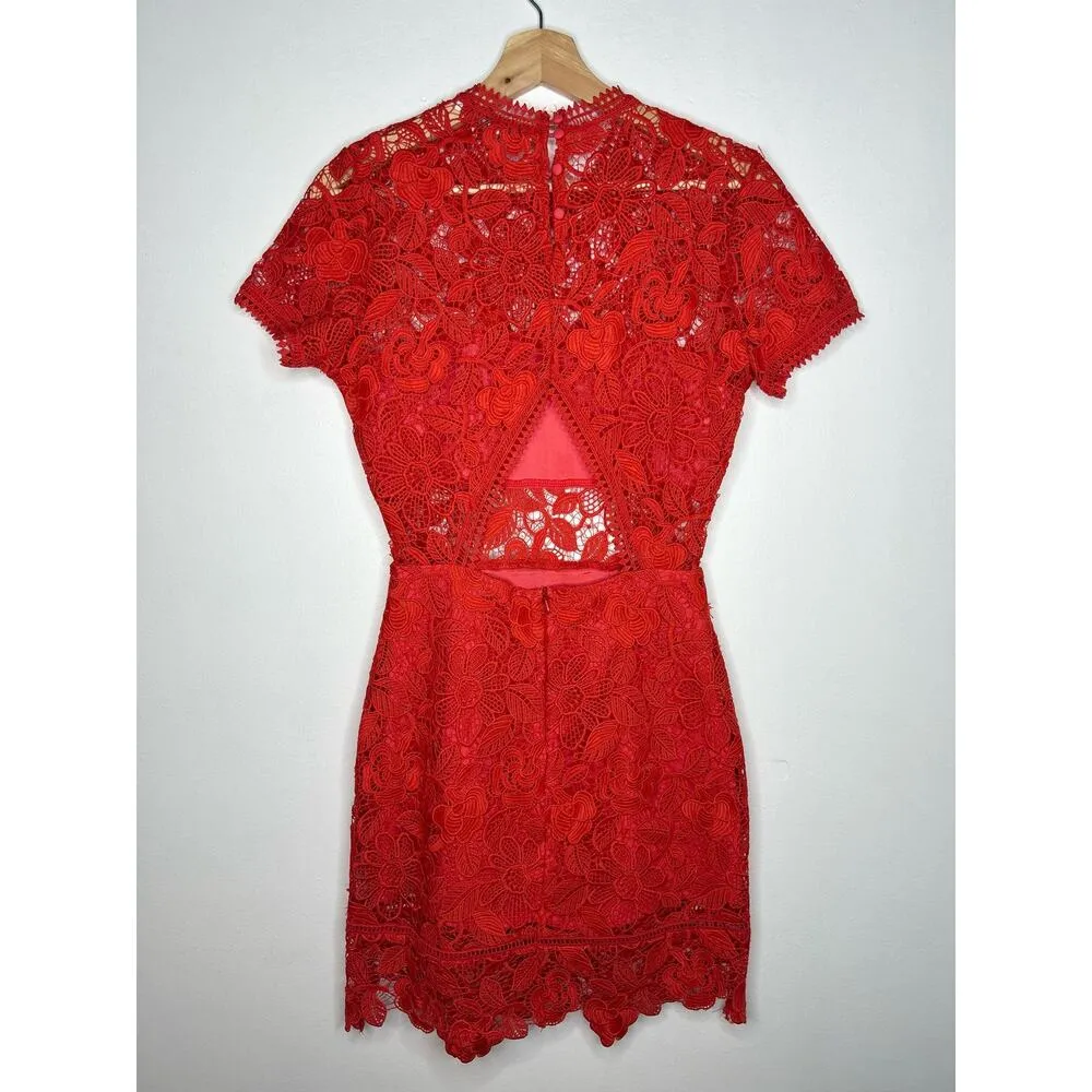 Lovers + Friends Mon Amour Red Lace Cutout Mini Dress S - Image 9