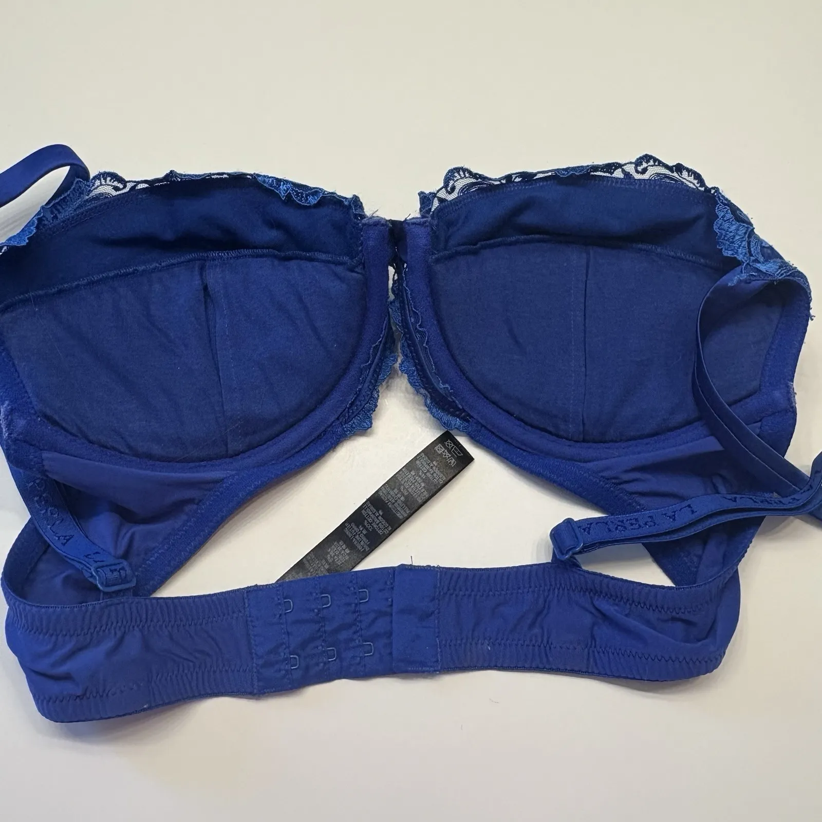 La‎ Perla 3 Blue Padded Underwire Lace Floral Bra Size 36C Made In Italy Silk - Image 7