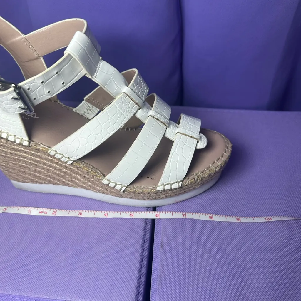 Charles by Charles David White Excess Croc Embossed Platform Wedges Heels 8.5M - Image 13