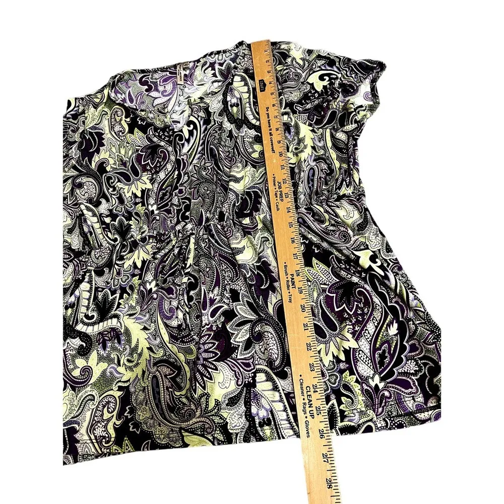 Susan Lawrence women's blouse size 2X summery cinch waist cap sleeves vacation - Image 5