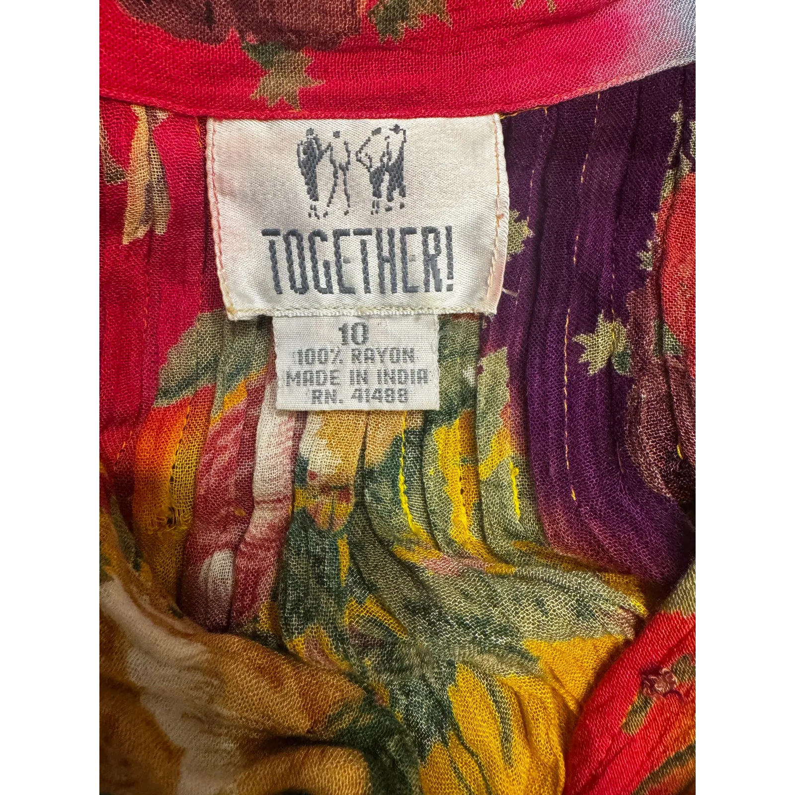 Vintage 90s Together! Floral Patchwork Maxi Shirt Dress Belted Sleeveless (10) - Image 6