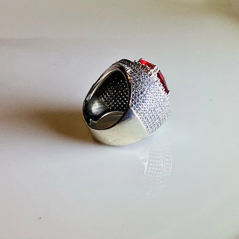 JTV Sterling Silver Statement Ring Red - Image 3