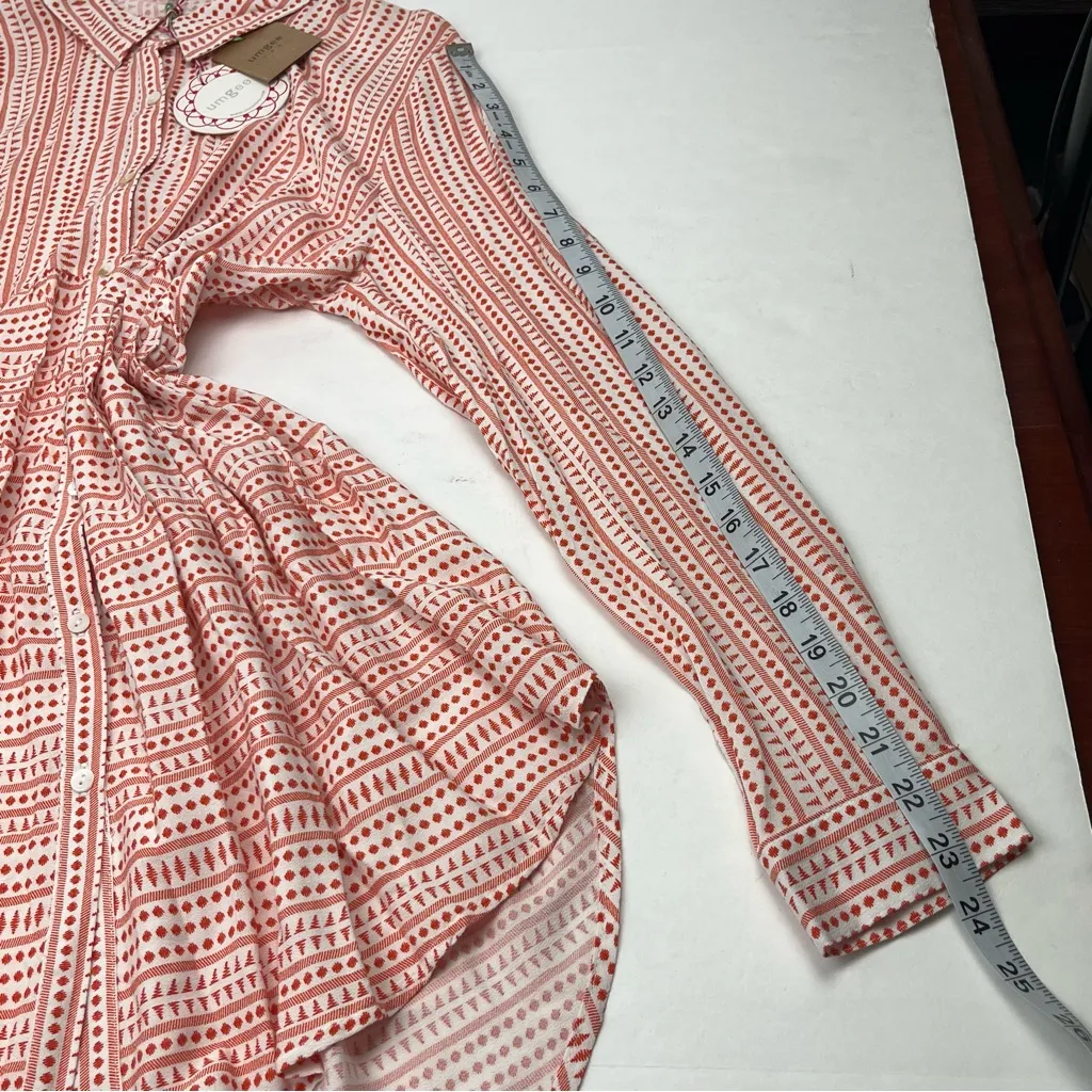 Umgee White Orange Tunic Shirt Dress Top Long Sleeve Womens Size Small‎ Boho NEW - Image 10