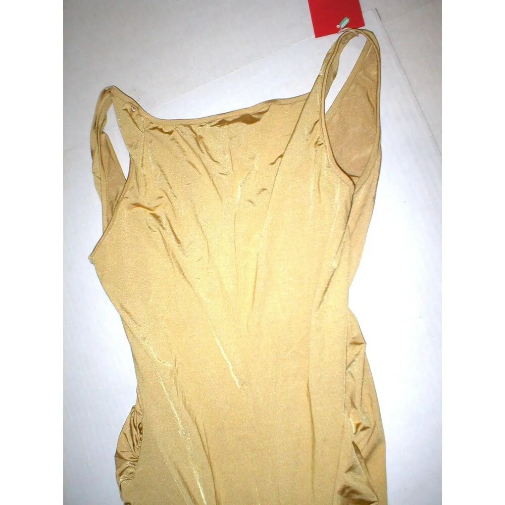 New Womens 8 NWT Dress 44 Betta Beach Gold Split leg Tank Sexy Silky Italy Polya - Image 11