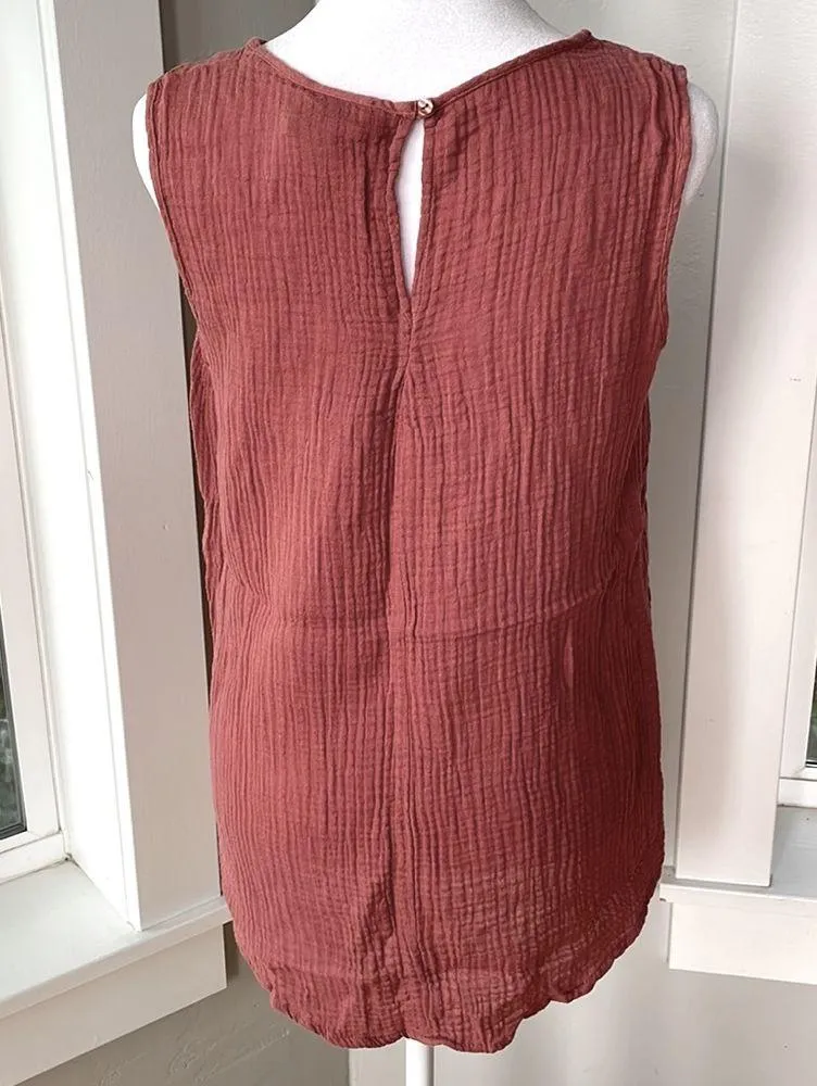 Knox Rose Blush Pink Lace Crinkle Gauze Loose Fit Tank Size Medium - Image 2