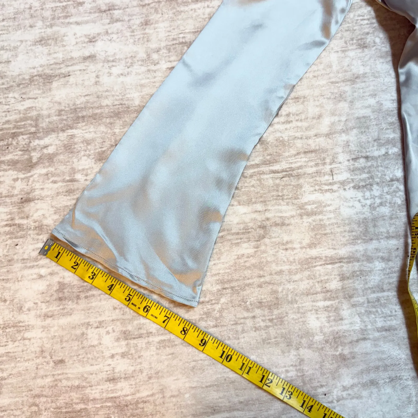 Wild Fable Women XS Silver Metallic Square Long Bell Sleeve Satin MIdi Dress New - Image 5