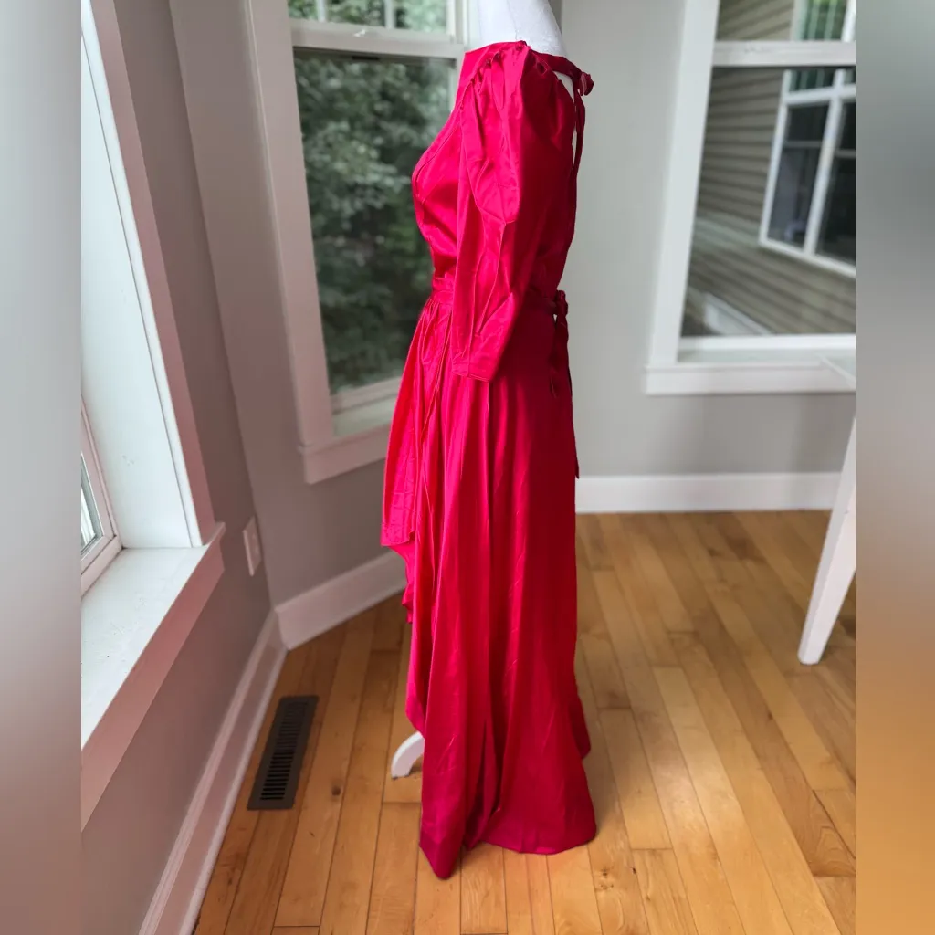 Vintage Dark Pink Satin Formal Prom Gown Dress Size Small or Medium - Image 11