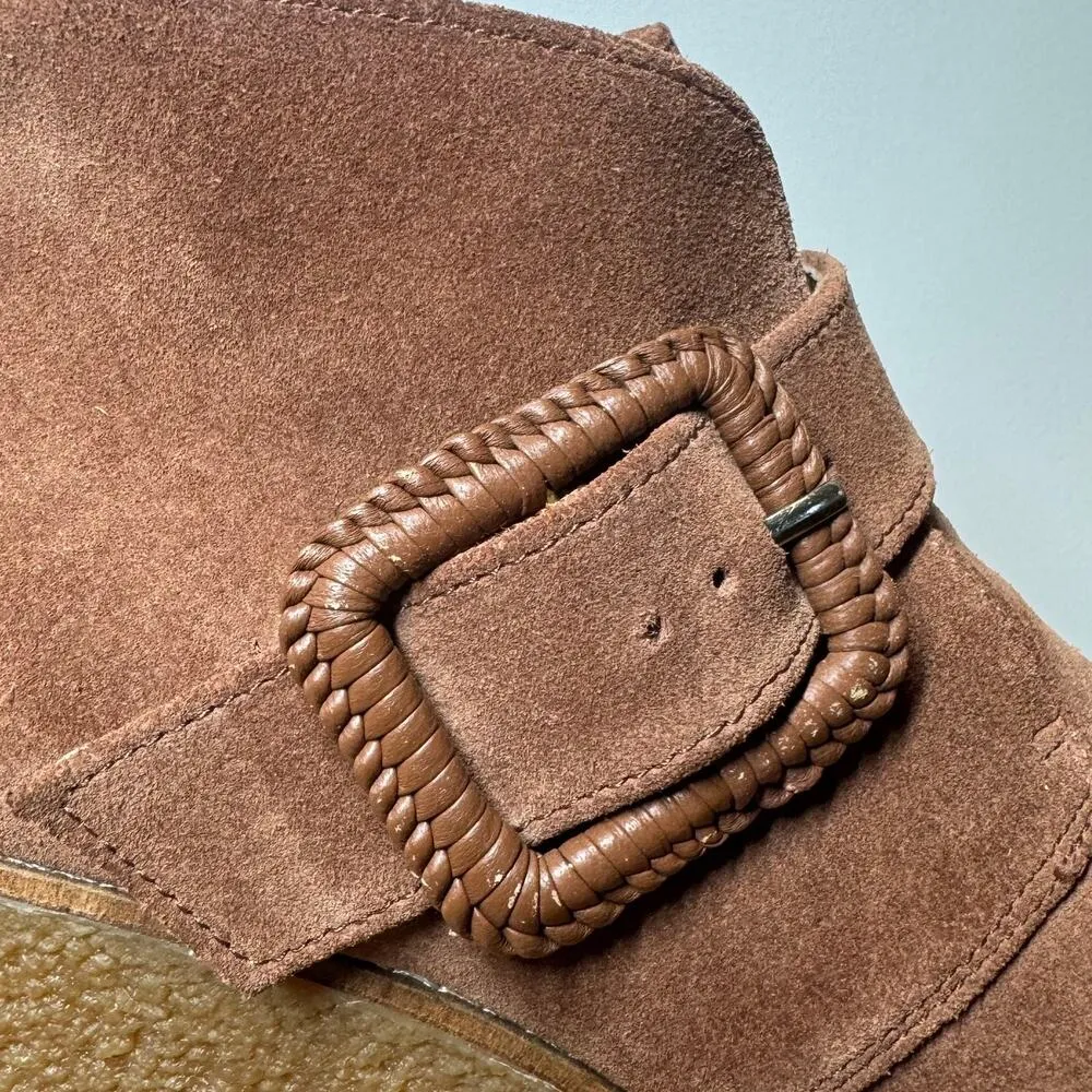 Jack Rogers Boot Women Size 7.5M Brown Izzy Suede Ankle Bootie Wedge Buckle Y2K - Image 6