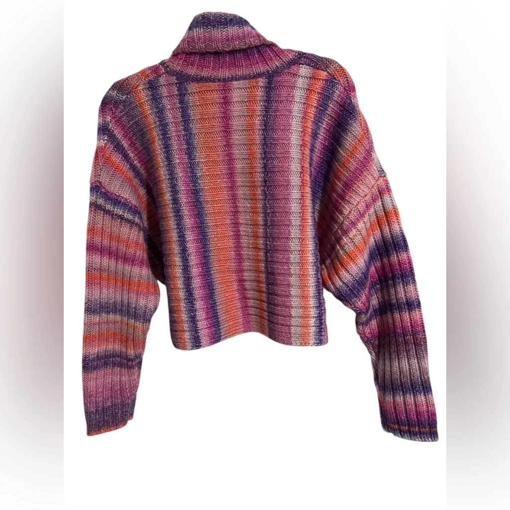 Cinq A Sept Multicolor Striped knit Turtleneck Sweater Purple Size M - Image 2