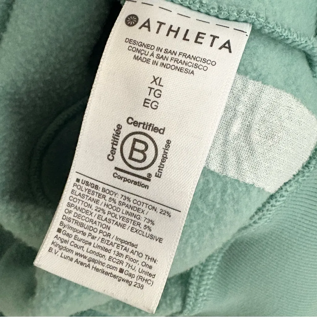 Athleta Forever Fleece Crop Full Zip Midweight Sweatshirt Hoodie Green Size XL - Image 12