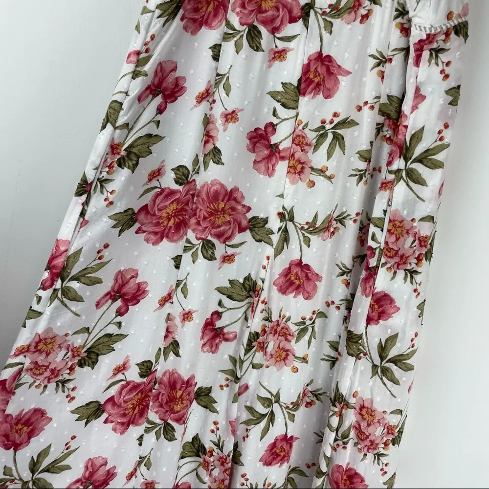 American Eagle Sz 2 White Floral Wide Leg Crop Jumpsuit Swiss Dot Boho - Image 12