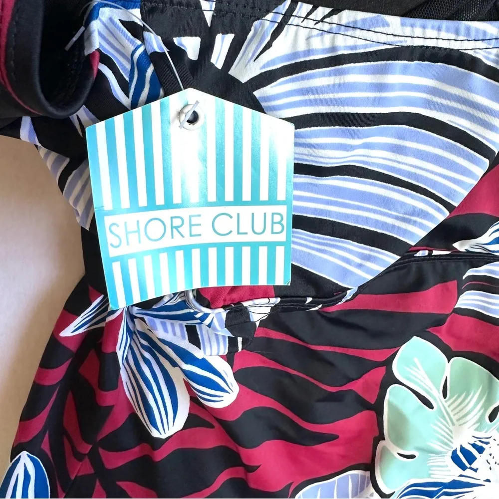 Shore Club Tankini Swim Top 24 Halter Strap Flowers Floral Built In Bra New - Image 4