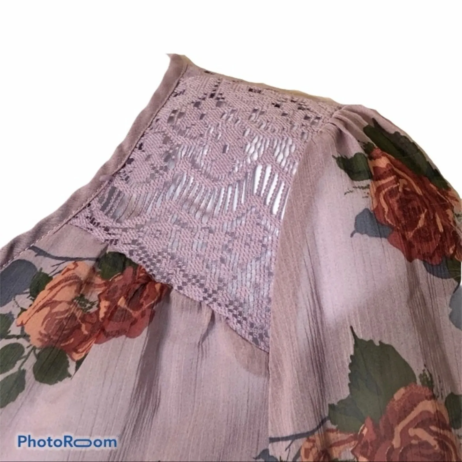 Self Esteem Y2K Floral Peplum Hem Bell Sleeve Blouse – Medium, Lace Detail - Image 6