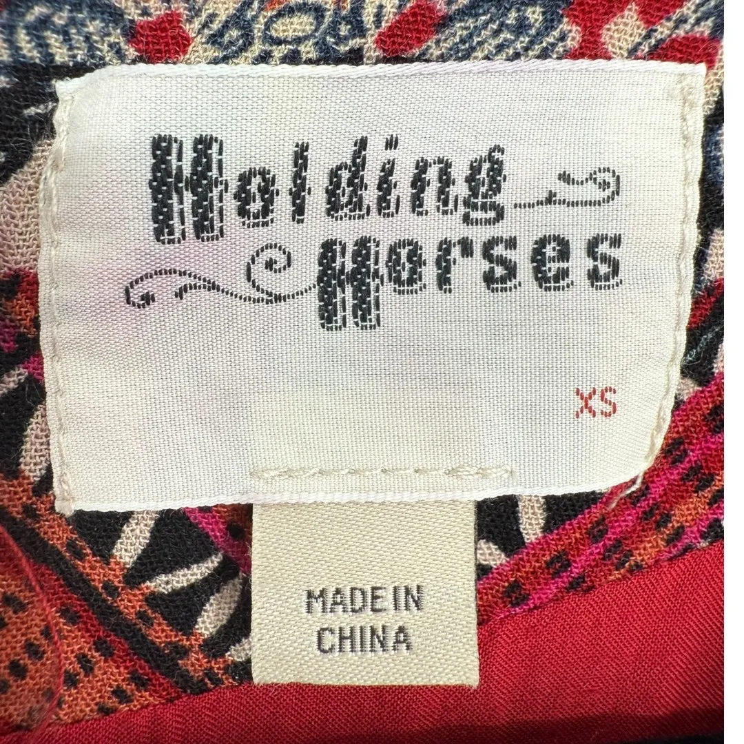 Anthropologie Holding Horses Boho Print Bell Sleeve Mini Dress Size XS‎ Western - Image 2