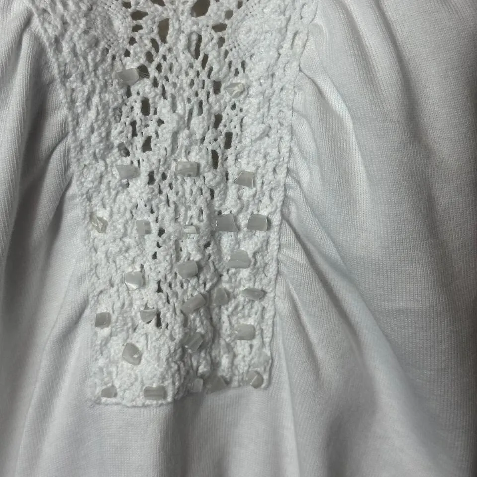 Vintage Rafaella Sleeveless Beaded‎ Crochet Trim Top - Image 4