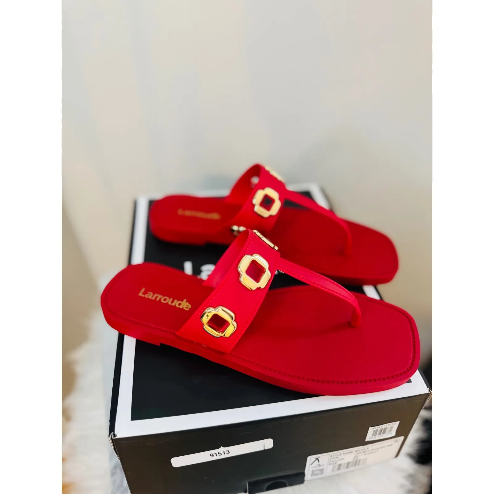 Larroudé Milan‎ Slide Cushioned Sandal (Women), Scarlett Red, Size 8/9, NWT - Image 5