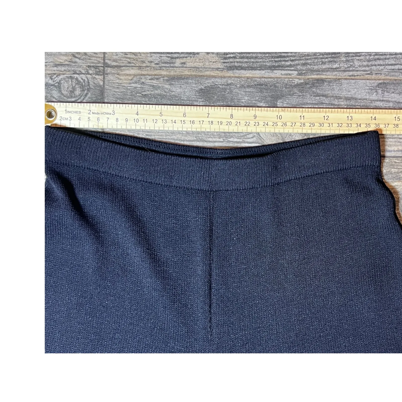 St. John Basics Marie Gray Knit Wide Leg Pants Black Career Casual Cozy USA FLAW Size 6 - Image 4