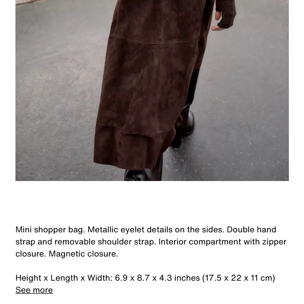 Zara NWT gray top handle faux leather buckle detail handbag purse - Image 4