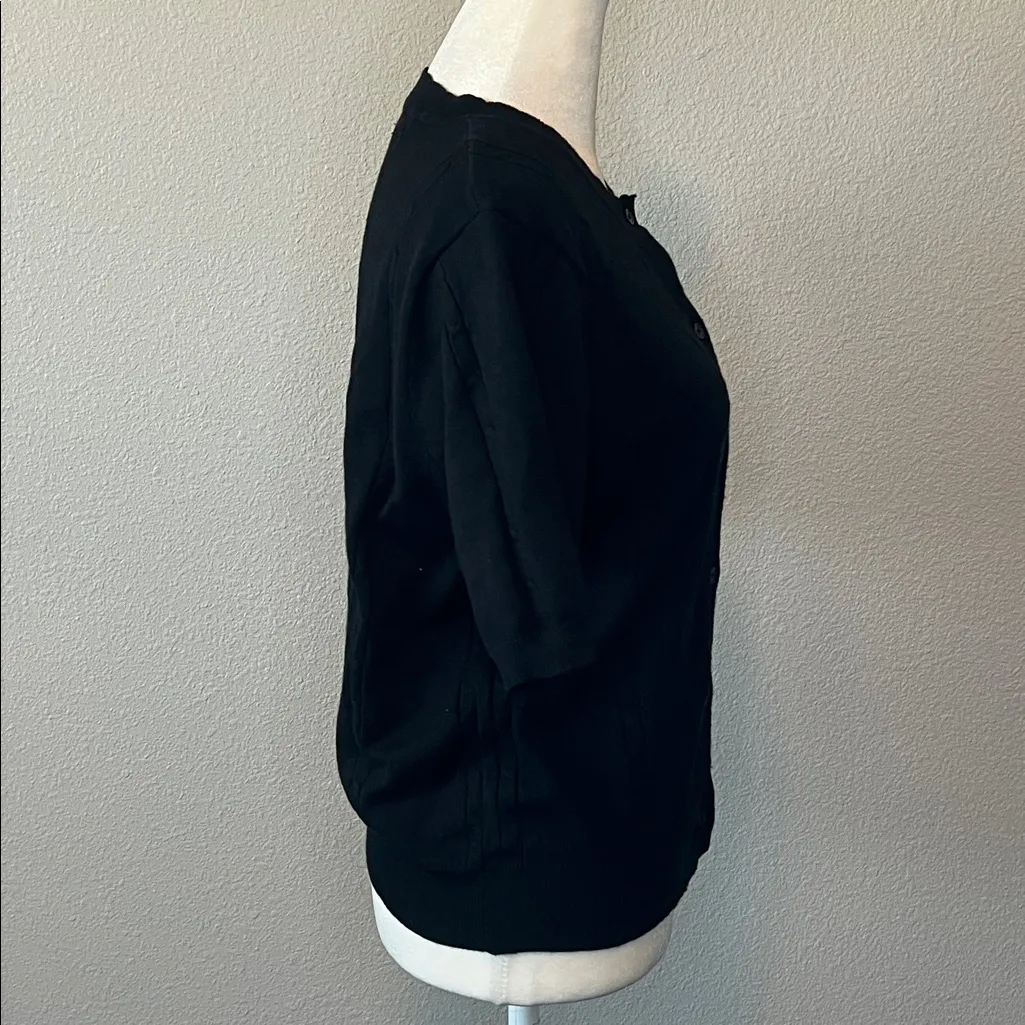 Urban Coco Cable Knit Short Sleeve Cardigan Black Size Medium - Image 2