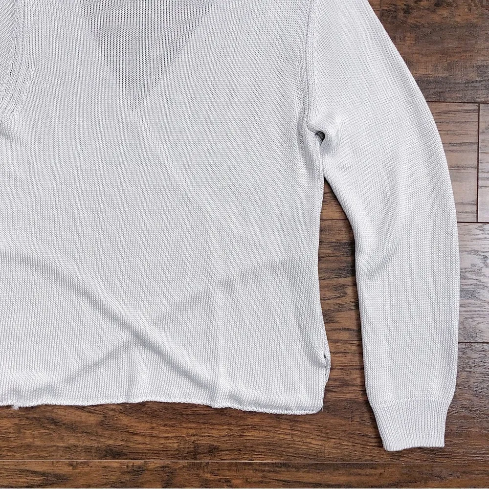 Michelle Mason • Cross Wrap Sweater top metallic silver grey surplice knit drape - Image 11