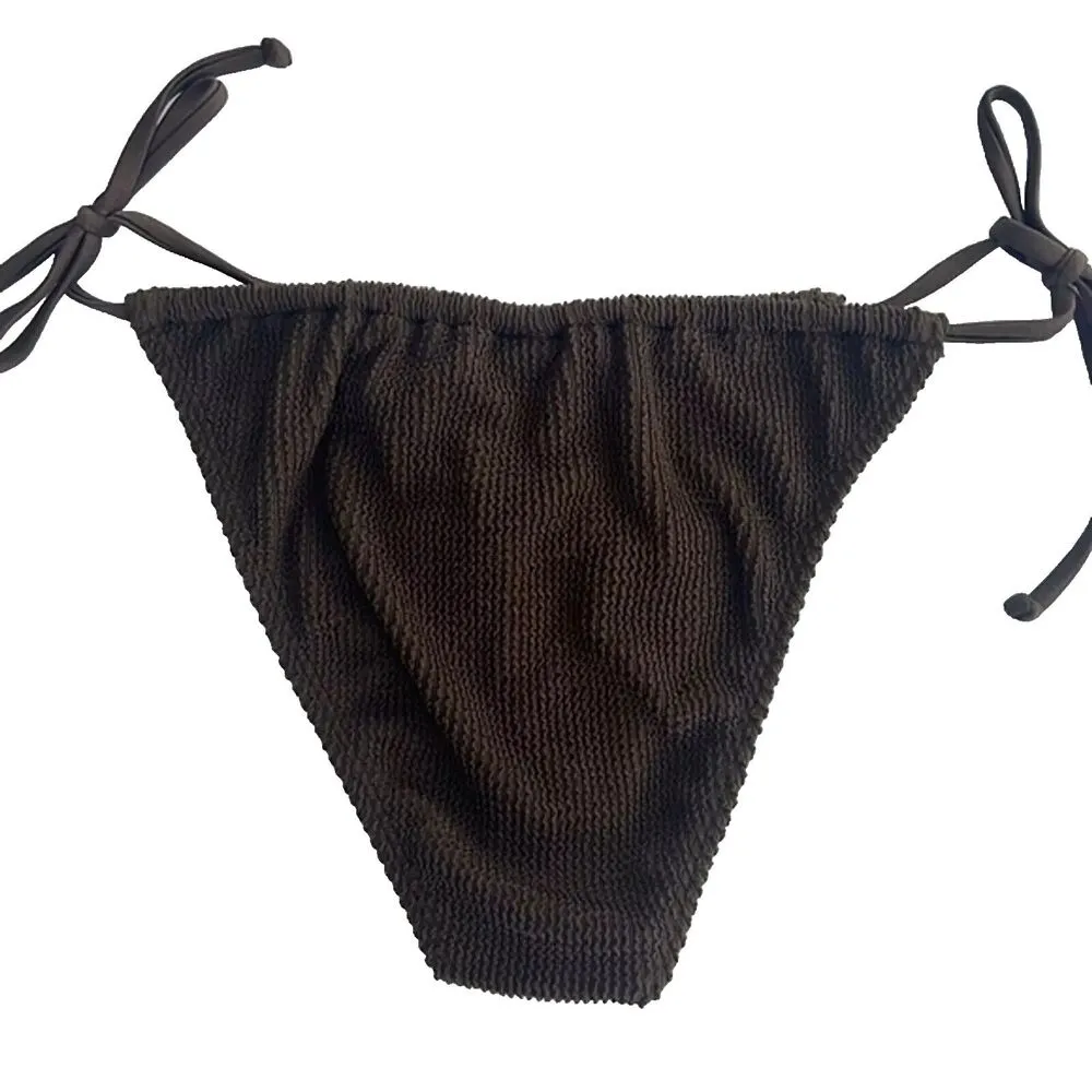 Good American Always Fits Tiny Ties Bikini Bottoms  Mocha Brown 3/4 L-XL - Image 4