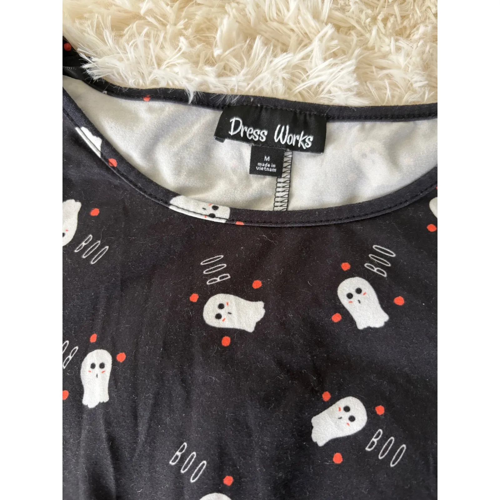 Dress Works Women's Black Halloween Ghost Print 3/4 Sleeve Dress Size‎ Med - Image 4