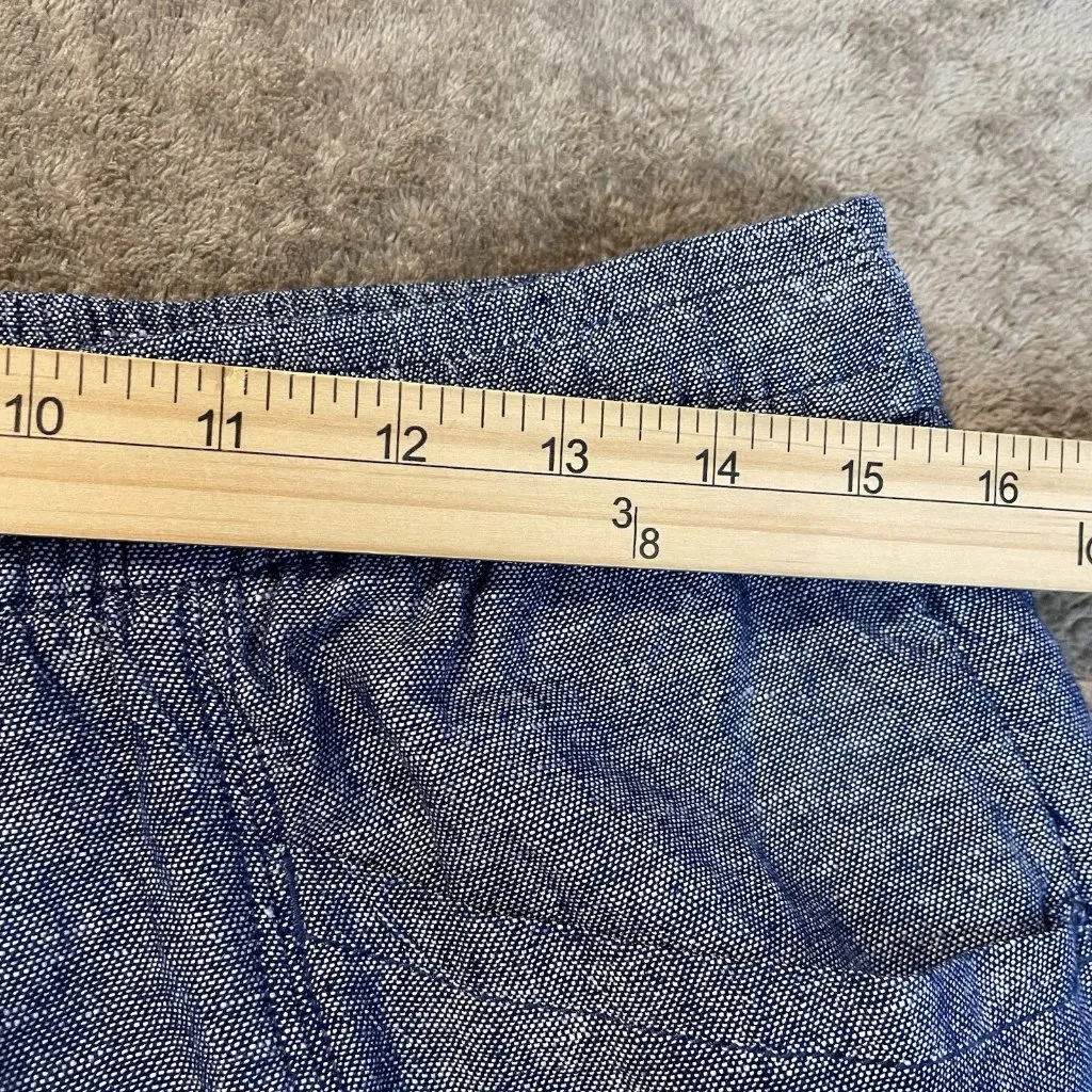Old Navy Pants Womens Medium Linen Chambray Blue Pull On Tapered Ankle Pockets - Image 7