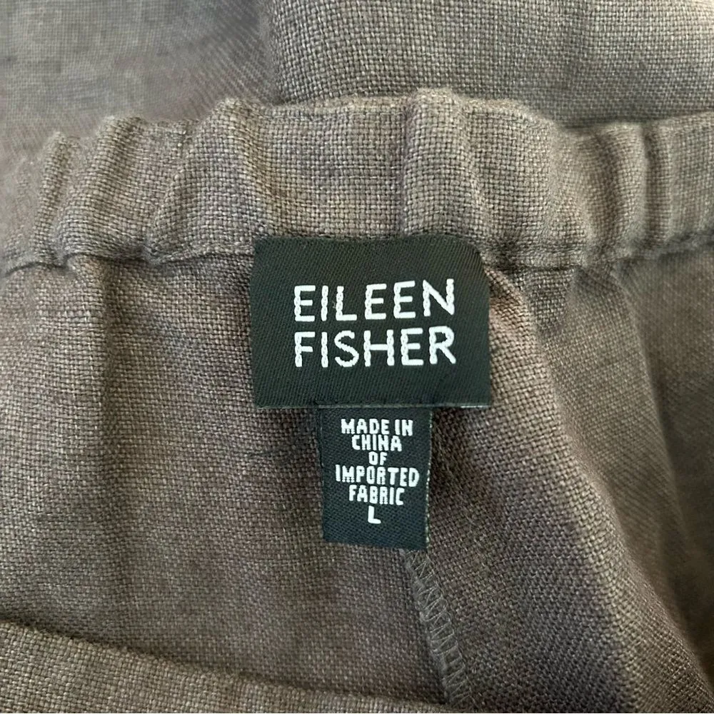 Eileen Fisher Brown Wide Leg Full Length Pants Size Large Lagenlook Lightweight - Image 10