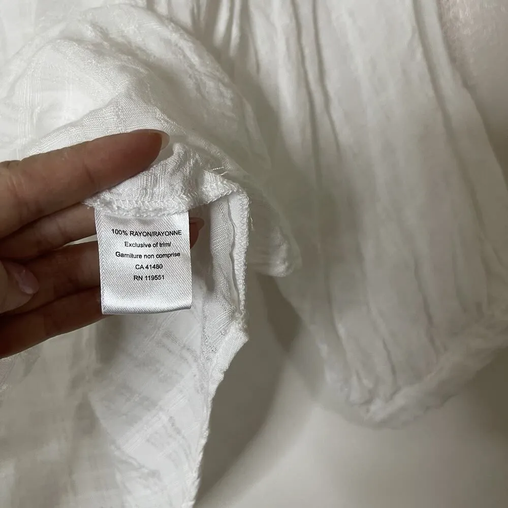 Gentle Fawn gauze long sleeve white tie collar blouse top size XS - Image 3