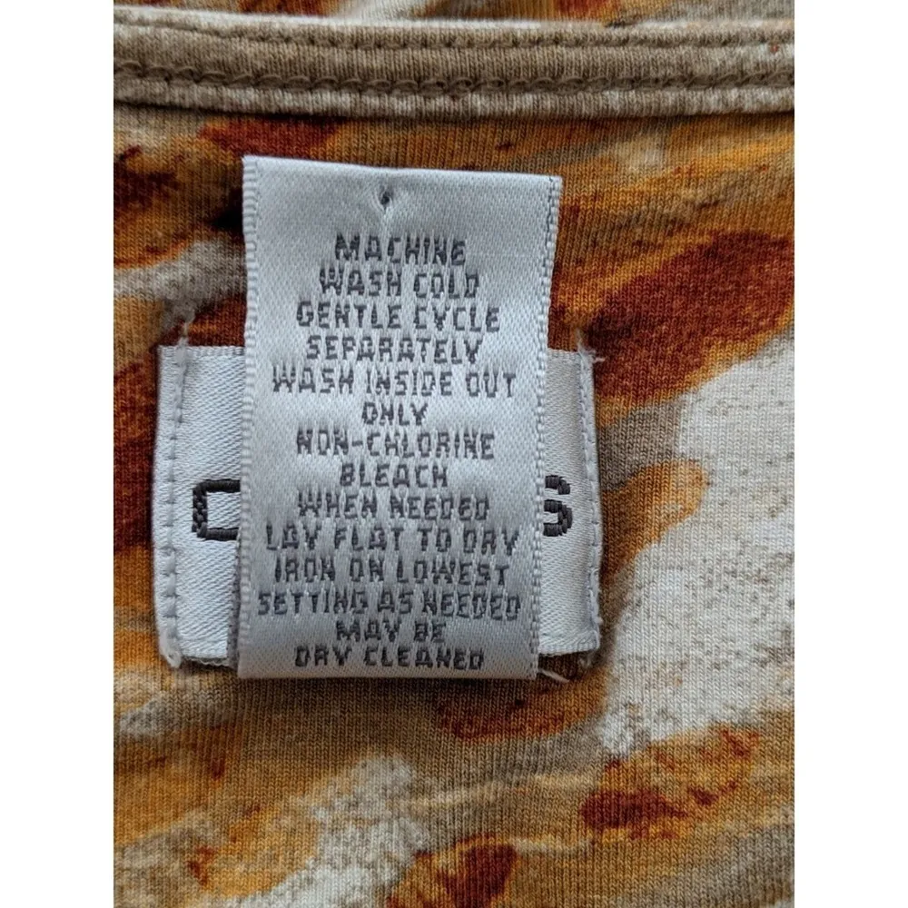 Chico's Animal Print Mix V-Neck Shirt Abstract Orange Rust, Brown, White Cream 2 - Image 6