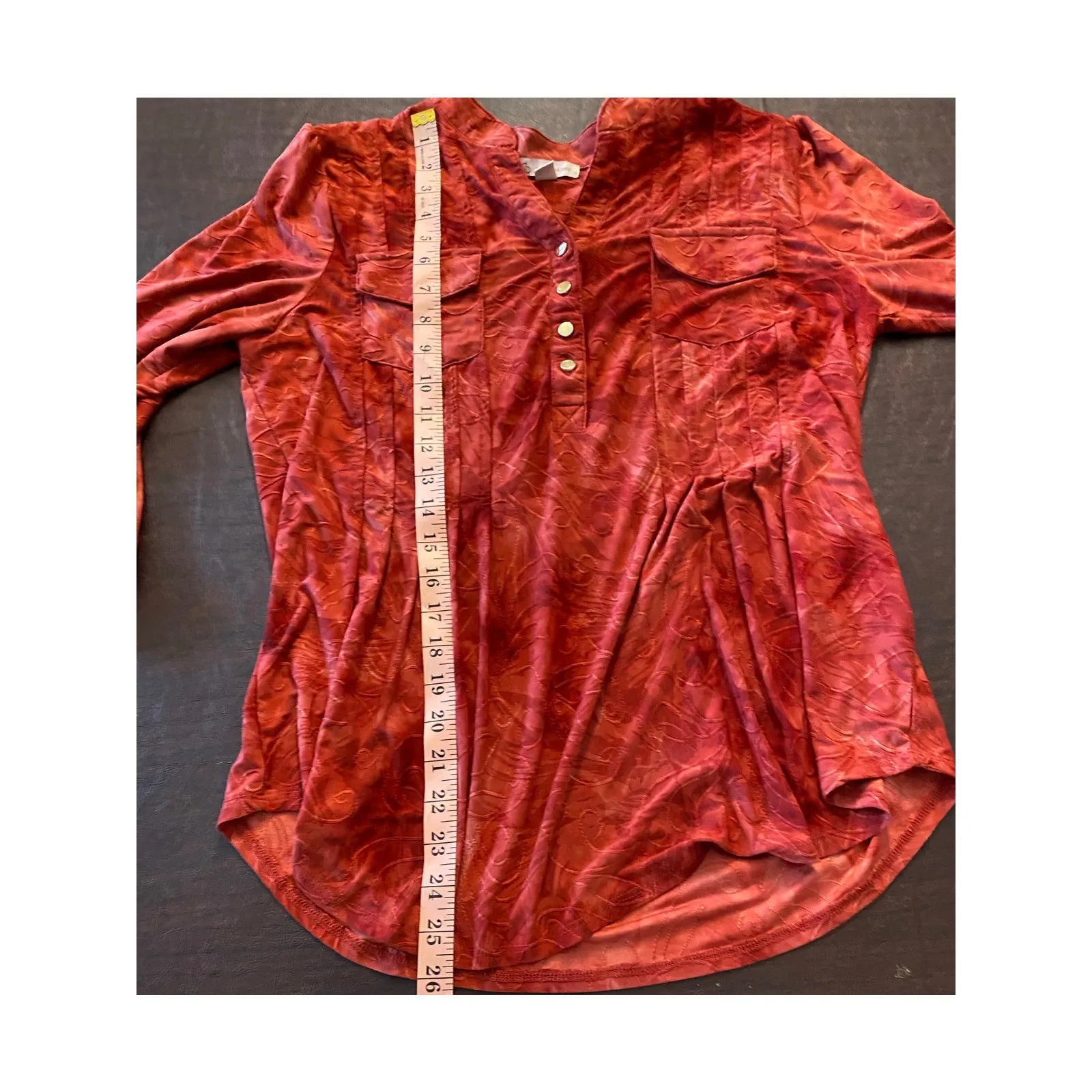 Cato Established 1962 Red Slinky Travel-Friendly Tunic Top L Non-Wrinkle Blouse - Image 6