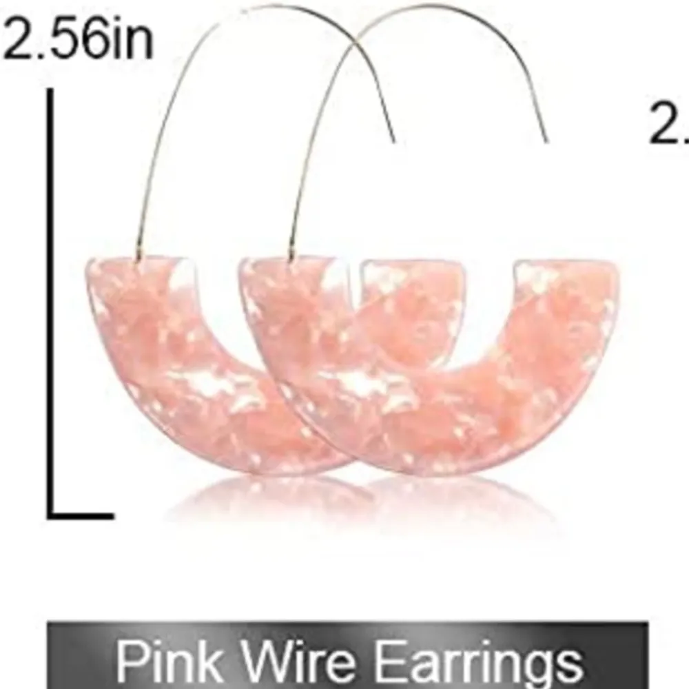 Pink Coral Wire Acrylic Resin Statement Dangle Earrings — New! - Image 2