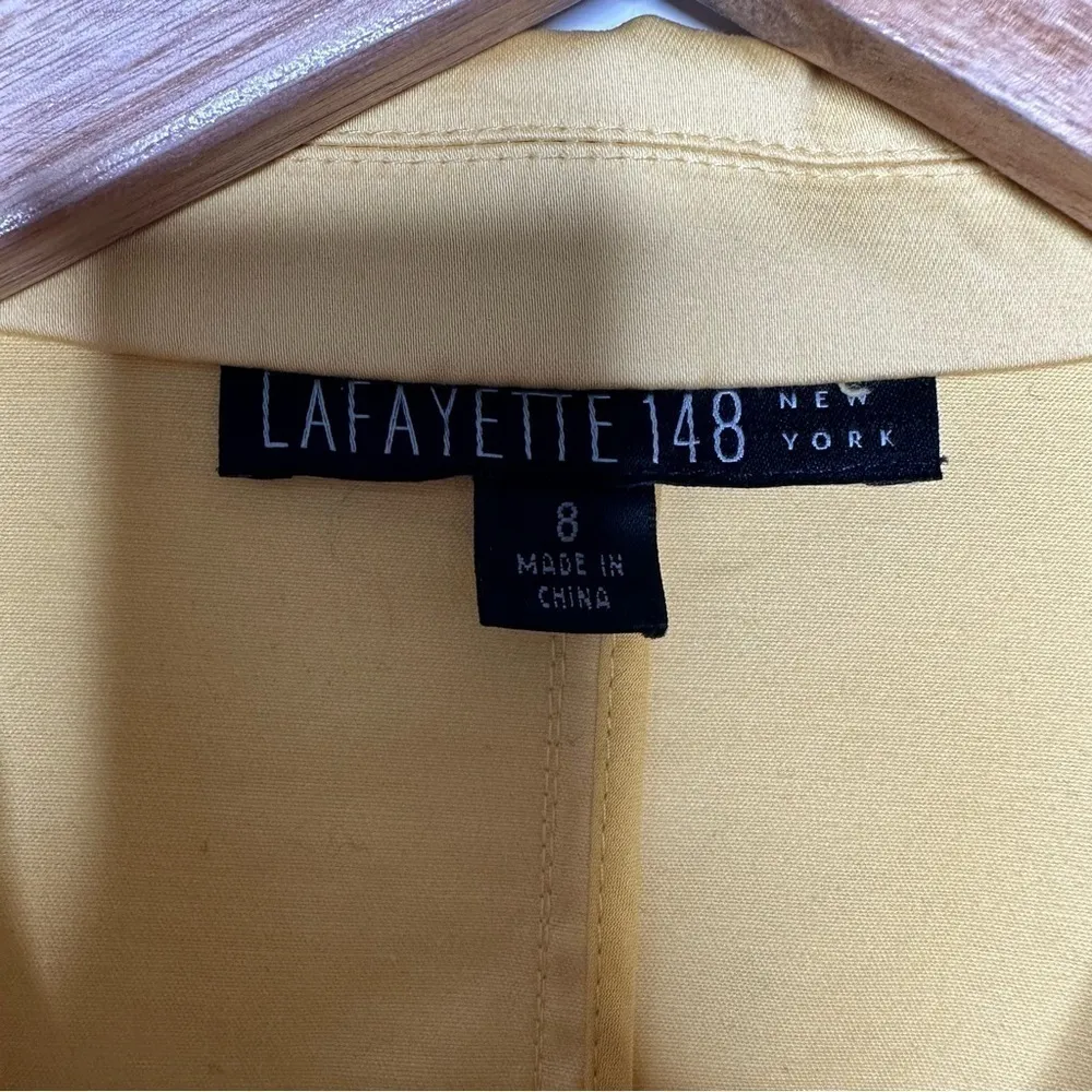 Lafayette 148 New York Yellow Two Button Cotton Blend Blazer Size 8 - Image 3