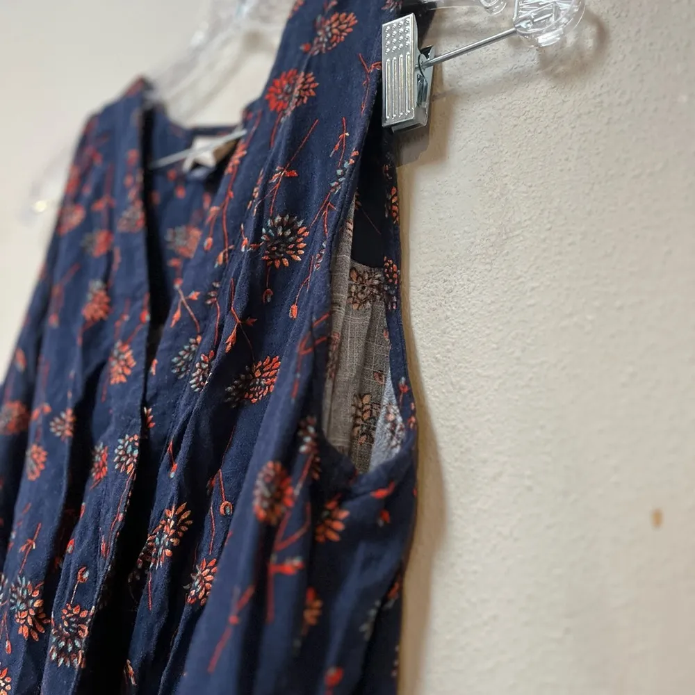 Universal Thread Women’s Navy Blue Orange Dandelion Sleeveless Toe Blouse XL - Image 3