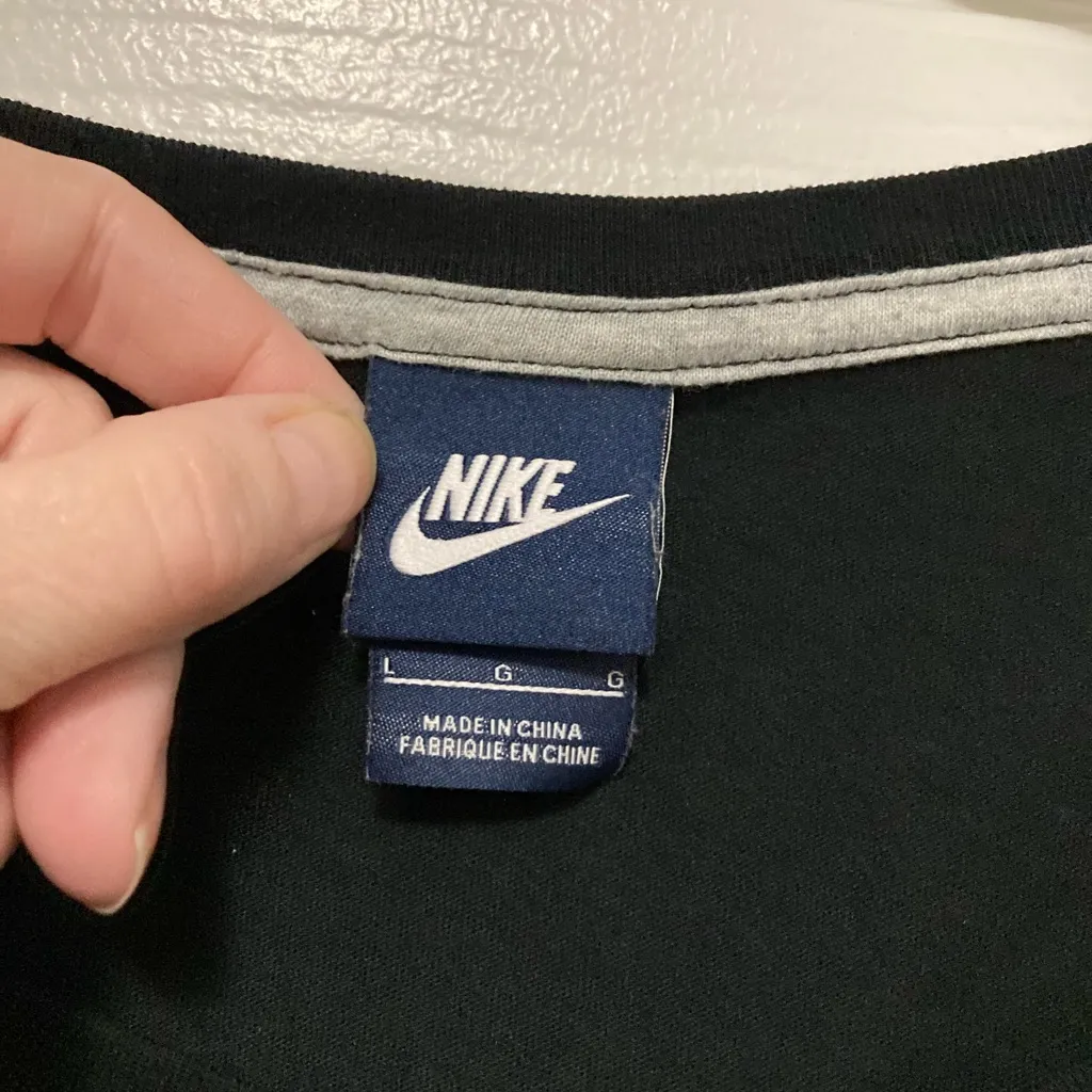 Nike Black with Silver Swoosh Long Sleeve Shirt - Image 2