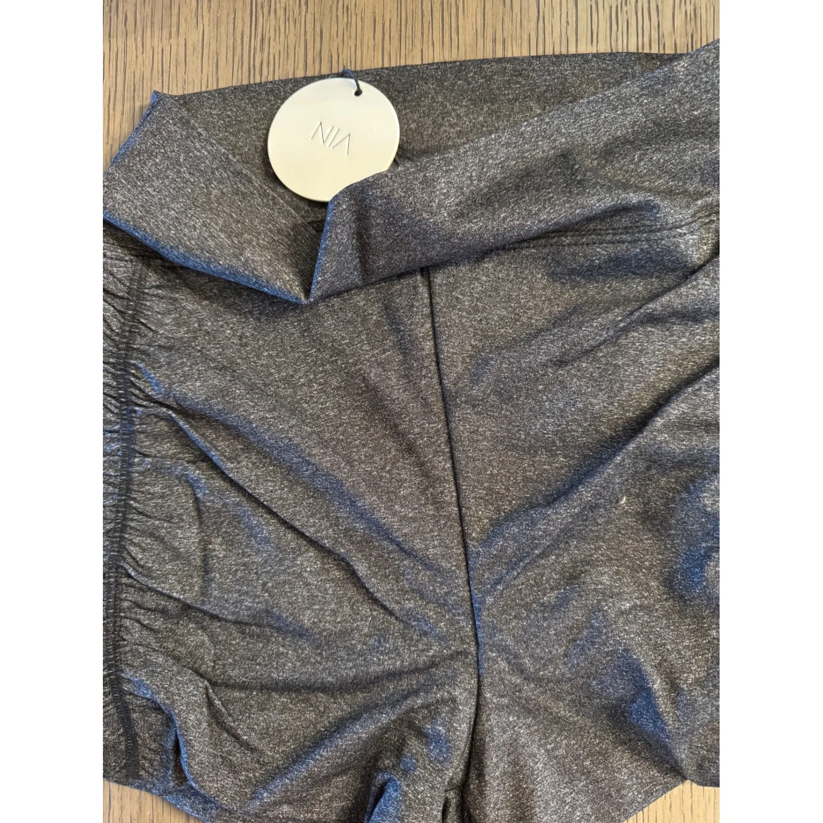 NIA High Waisted Ruched Side Zuma Shorts Space Dye Gray XS NWT MSRP $58 - Image 2