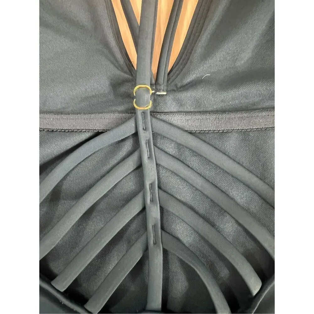 Xhilaration Swimwear One Piece Halter Green Size L Strappy Solid Color Beach - Image 8